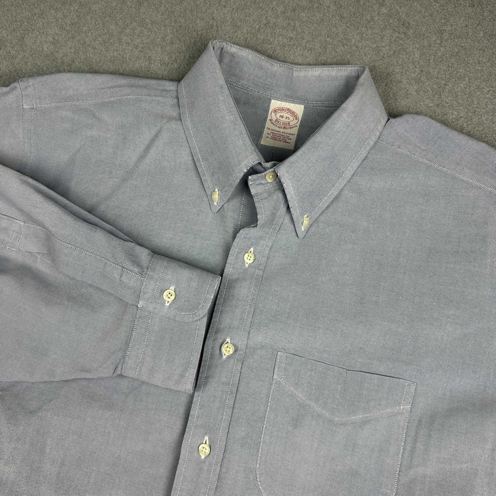 Brooks Brothers Shirt Men 1835 Blue Long Sleeve Button Down Usa Makers Merchant